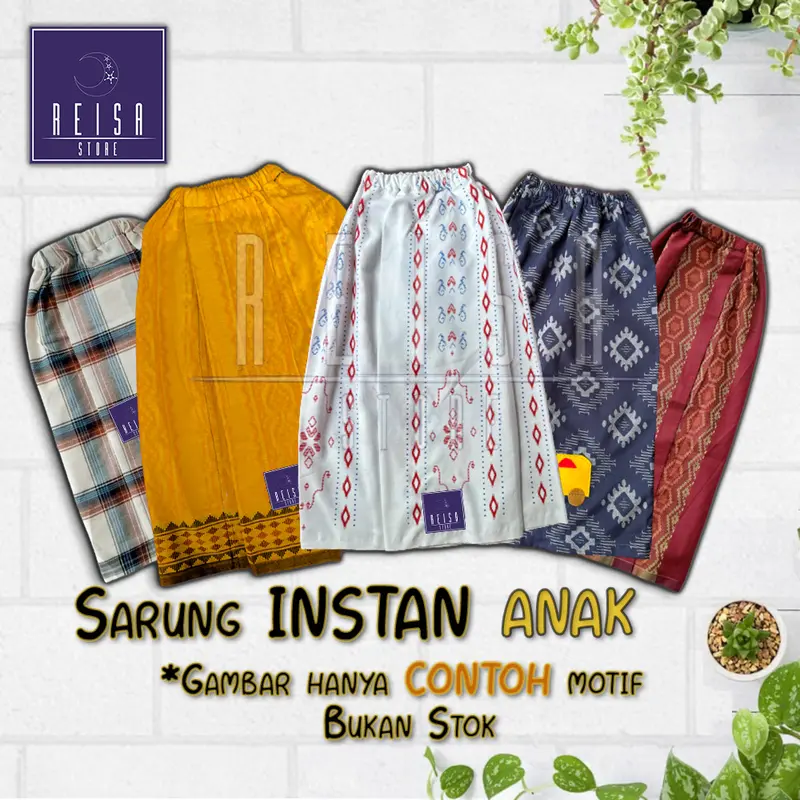 Sarung Anak  Cowok Laki, Sarung Instan Anak  Remaja bahan adem, mudah dipakai, sarung ngaji Kain Motif Muslim 2