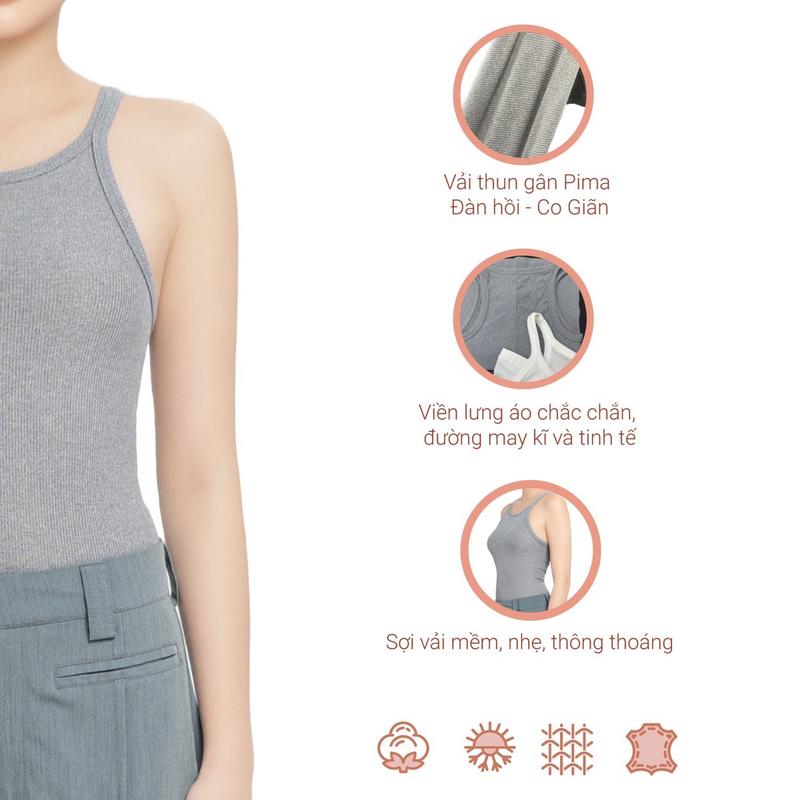 GIO VERITAS - ÁO THUN BA LỖ VIỀN SỐNG LƯNG co giãn cực tốt, phong cách basic Nữ Women Top Voi Voan ao2day croptop aoba lo aobalo 7