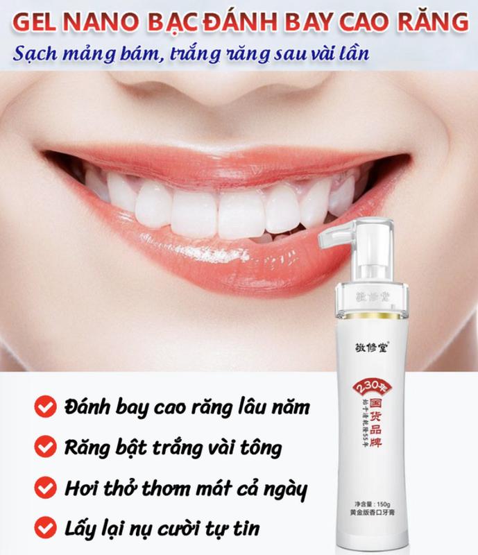  Chai Gel Nano Bạc - Đánh cao răng Sạch mảng bám Trắng răng 