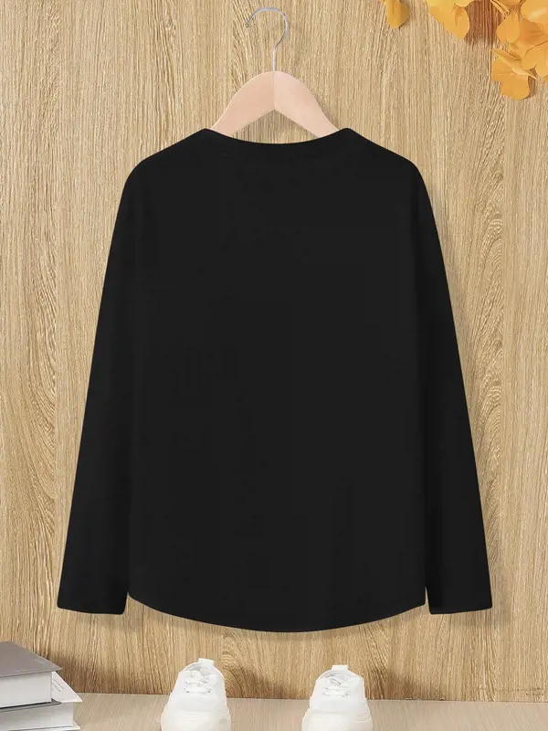 Women's Letter Print Round Neck Sweatshirt, Casual Long Sleeve Crew Neck Pullover for Fall, Fashion Women's Top for Daily Wear 4