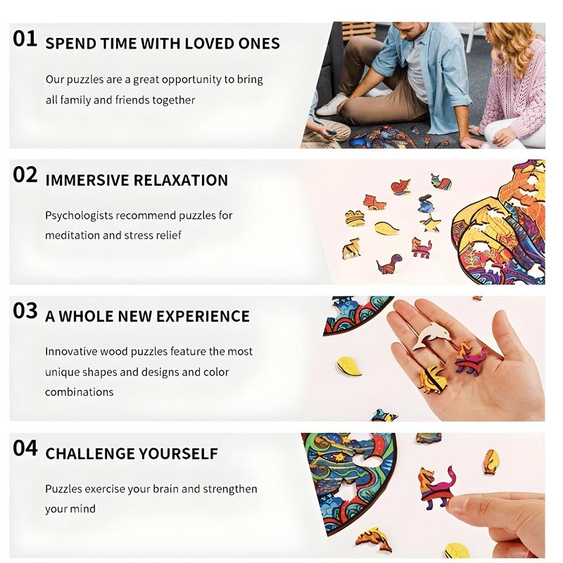 Heart Pattern Wooden Jigsaw Puzzle, Irregular Animals Shaped Puzzle Toy for Family & Friends, Creative Home Wall Decoration 2