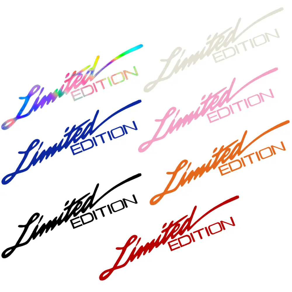 1PCS Fluorescent Yellow Matte Gold Laser Red Black Silver BlueSticker Limited Edition Creative Motorcycle Body Fuel Tank Decal Car Vinyl Sticker Car Styling Decal (22CM X 4.6CM)