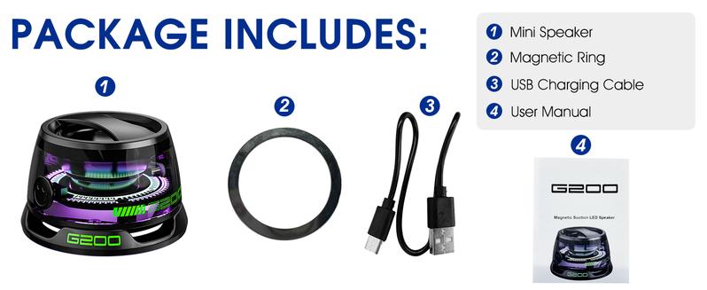 Product Introduction of Magnetic Bluetooth Speaker, Small Bluetooth Speaker with Multi RGB Colored Lights and Metal Surface Phone Holder, Perfect Mini Speaker, Suitable for Shower, Room, Bicycle, Car, Teen Outdoor Gift (1 Pack Black) 15