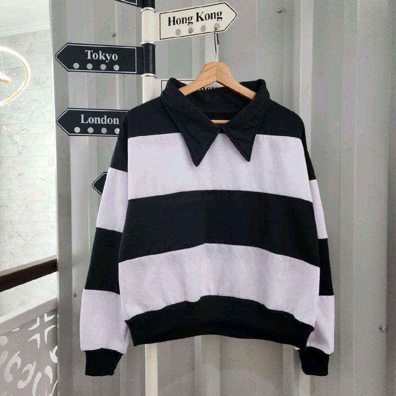 SWEATER KERAH BELANG WANITA OVERSIZE - SWEATER COLLAR KOREAN STYLE- CREWNECK WANITA OVERSIZE 3
