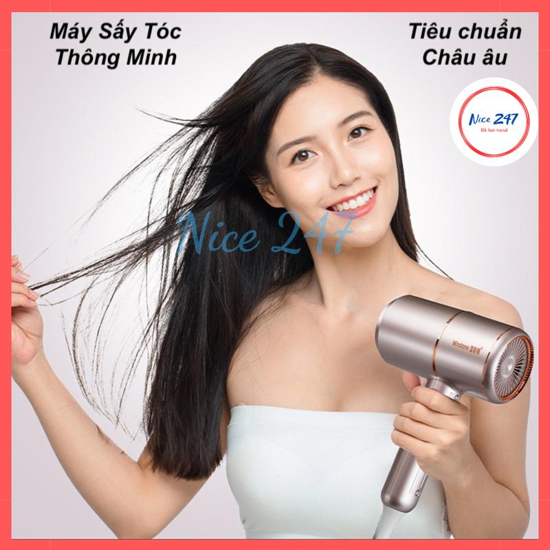 Máy Sấy Tóc Mini Ánh Sáng Xanh Công Suất Lớn Tạo ion âm dưỡng tóc và da đầu máy sấy 3 chế độ nhiệt 2 chế độ gió