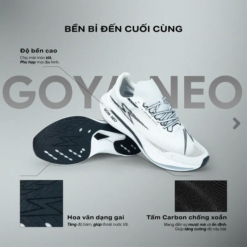 Giày Thể Thao Chạy Bộ Goya Neo Năm 2025 Đen Trắng - Siêu Nhẹ, Êm Ái, Bám Đường Tốt Phù Hợp Cho Nam Nữ Chạy Bộ, Sneaker Chuyên Chạy Bộ, Tập Thể Dục 3