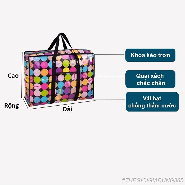 ￼Túi Bạt Đựng Quần Áo Chăn Màn Đựng Đồ Size Lớn Nhỏ Đa Năng Chuyển Nhà Chống Nước Có Quai Xách Gọn Gàng 1