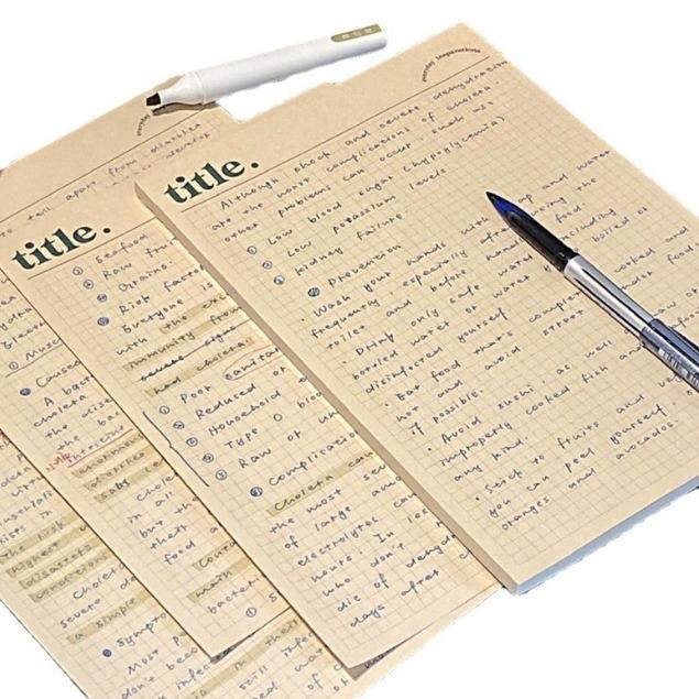 Tập giấy note B5 30 tờ S42 màu retro S42 Giấy note ghi chú tiện lợi caro hỗ trợ học tập, tốc kí