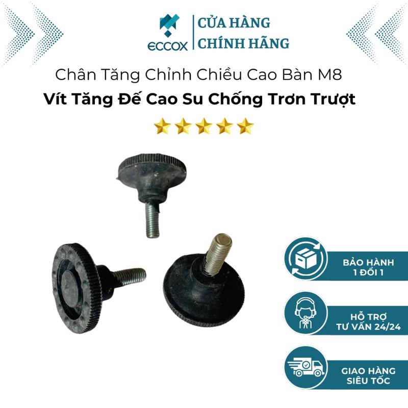 Chân Tăng Chỉnh Chiều Cao Bàn M8 Eccox, Vít Tăng Đế Cao Su Bàn Ghế Chống Xước Chống Trượt Sắt Hộp Giúp Tùy Chỉnh Độ Cao 0