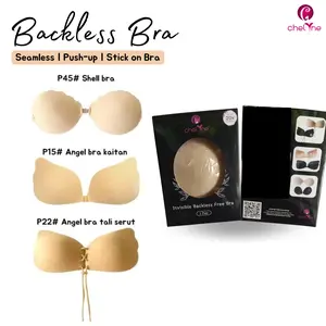Chelyne Seamless Push Up Bra P15/P22/P45 Lem Perekat FreeBra (Termasuk Tali Transparan) - Plunge Bra / Party Bra Bh Pad