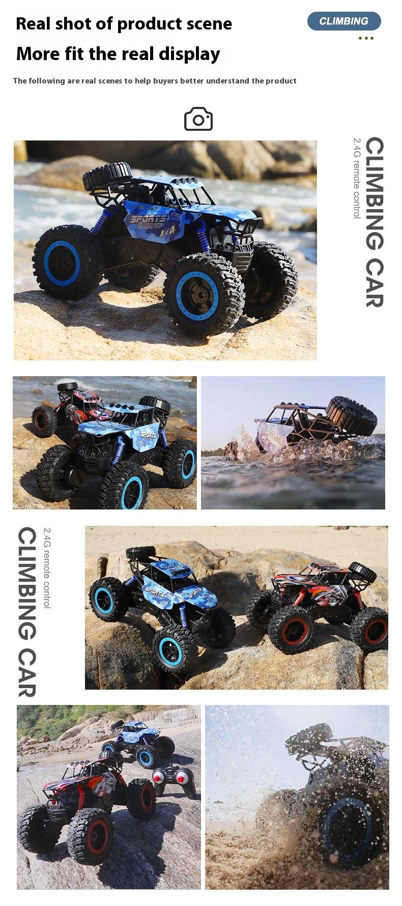 Product Introduction of RC remote control car toys, amphibious off - road climbing vehicles, shock - absorbing system, waterproof, TPR tires, long - lasting battery life, children's toy racing car gifts crawler 11