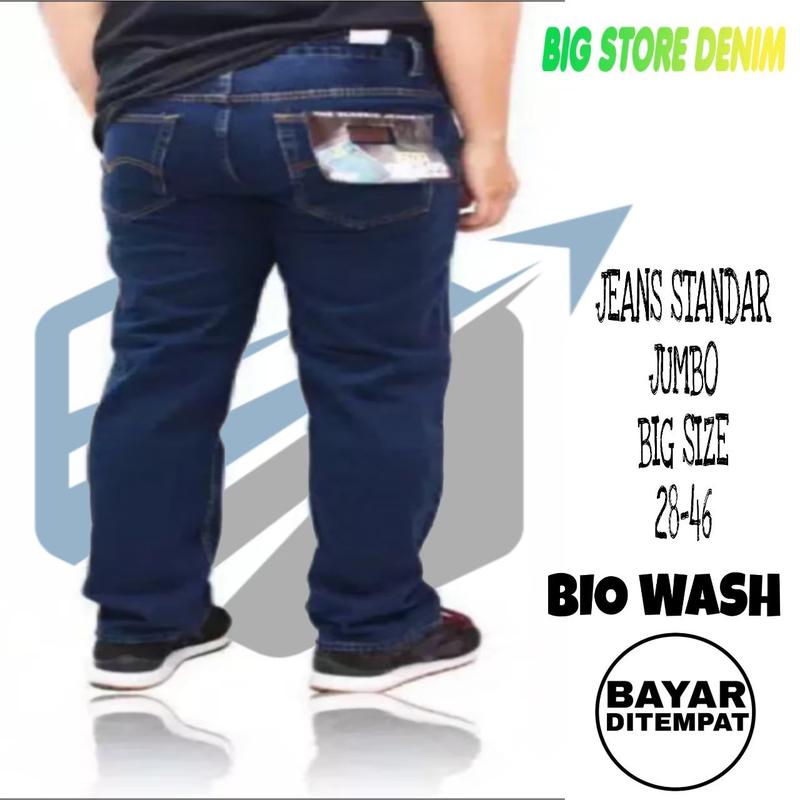 Product Introduction of CELANA JEANS PANJANG PRIA JUMBO STANDAR REGULLER FIT BIG SIZE 28-46 bandung denim straight  Nyaman Hitam Slim High  Dewasa Cowok Biru jeans  regular  fit regular  jeans Slimfit Navy 25