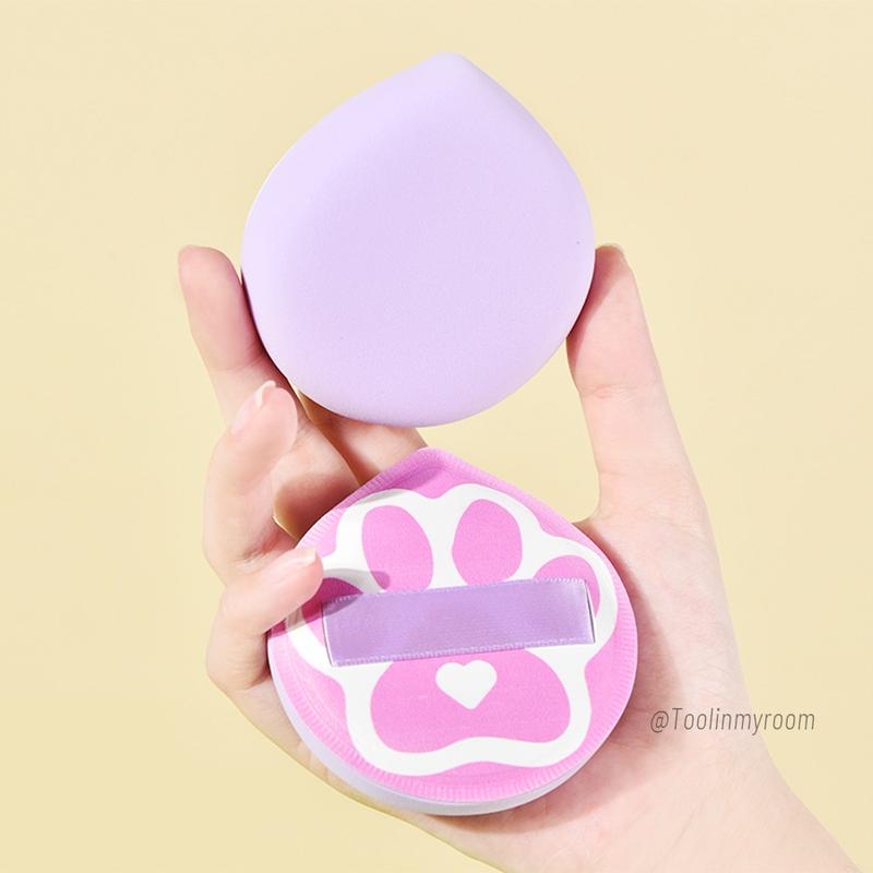Bông Mút Tán Trang Điểm XL Chân Mèo Kèm Hộp Đựng Mềm Xốp Big Size Giúp Tán Kem Nền Phấn Phủ Hiệu Quả 6