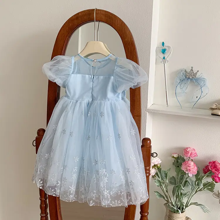 devil in a blue dress amazon Baby Girl Embroidery Floral Dress in Dusty Blue – Lisa Ann's Creations main image 0