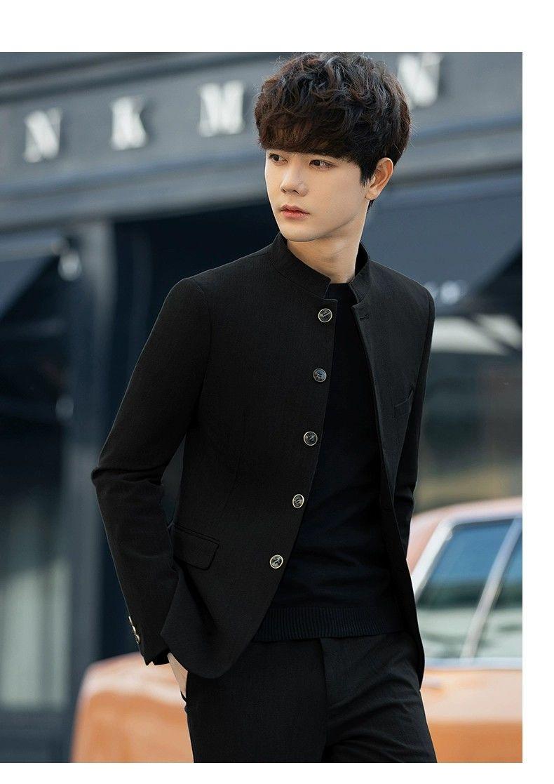 Product Introduction of Spring and Autumn Zhongshan Suit 2023 Men's Trendy Pu Handsome Slim Fit Chinese Stand Collar Handsome Tang Suit Coat Youth Suit Suit Sport 17