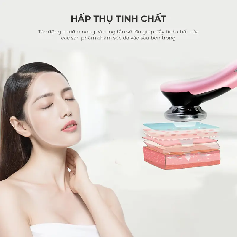 Máy massage mặt vispo VP-CM23, làm sạch đẩy tinh chất hot and cool, giúp làm sạch sâu nâng cơ trẻ hoá làn da. 4
