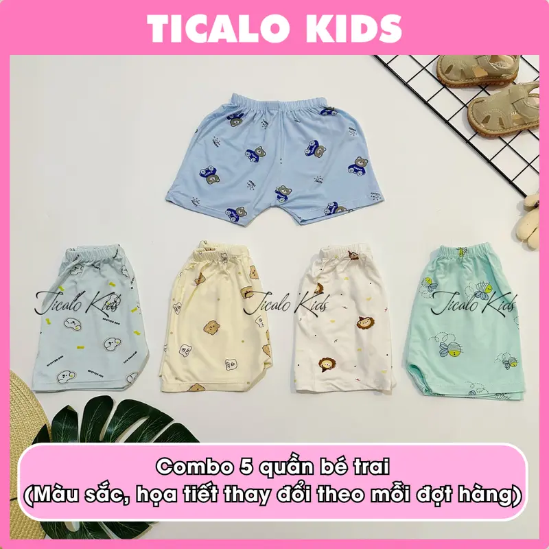 Combo 5 Quần Cộc Sơ Sinh - Chất Thun Lạnh, Petit, Mềm, Mát Cho Bé 6