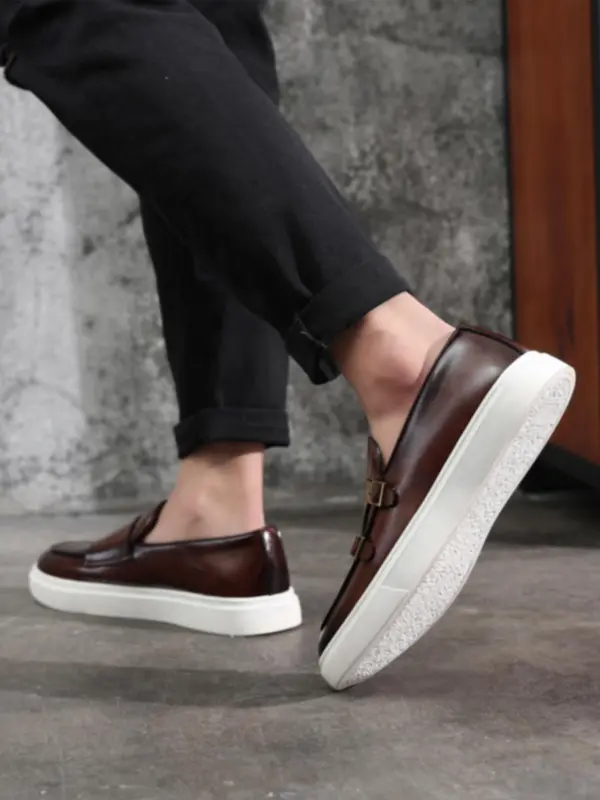 Men's Stylish Vintage Fish Scale Textured Flat Loafers Shoes, Business Comfortable Breathable Slip on Office Loafers Shoes for Boy, Retro Dress Shoes, Summer Walking Shoes 6