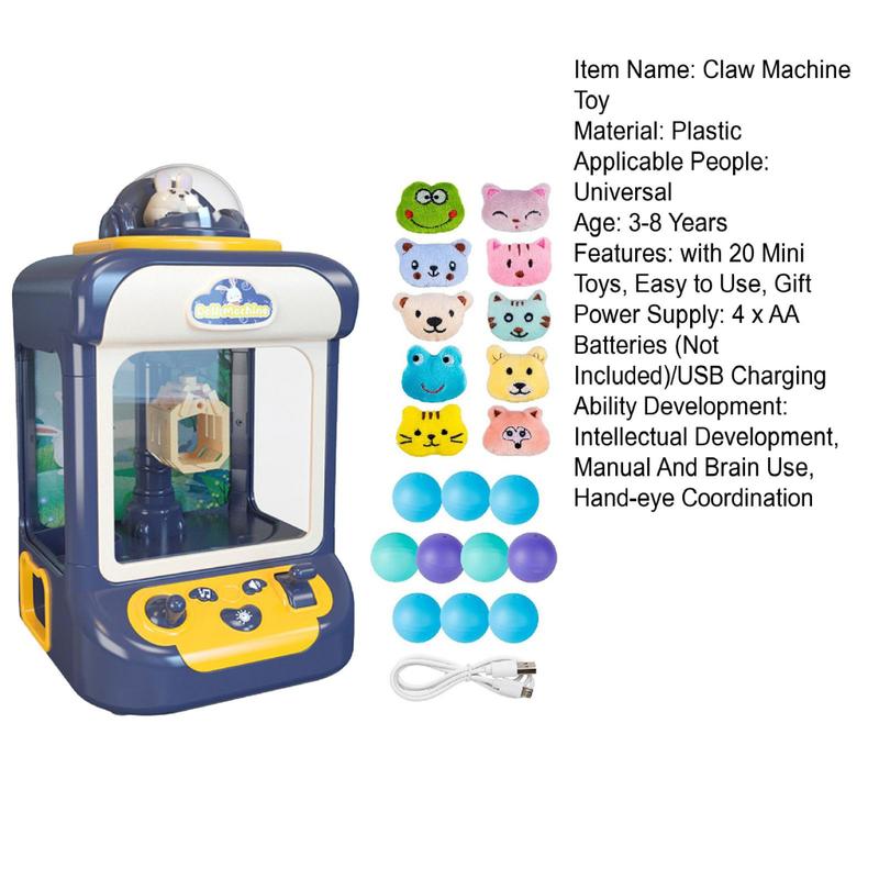Segiyi Mini Arcade Machine Hand-eye Coordination Toy Mini Claw Machine with 20 Toys Electronic Arcade Game for Kids Candy Grabber Prize Dispenser Toy Fun Vending Machine 2