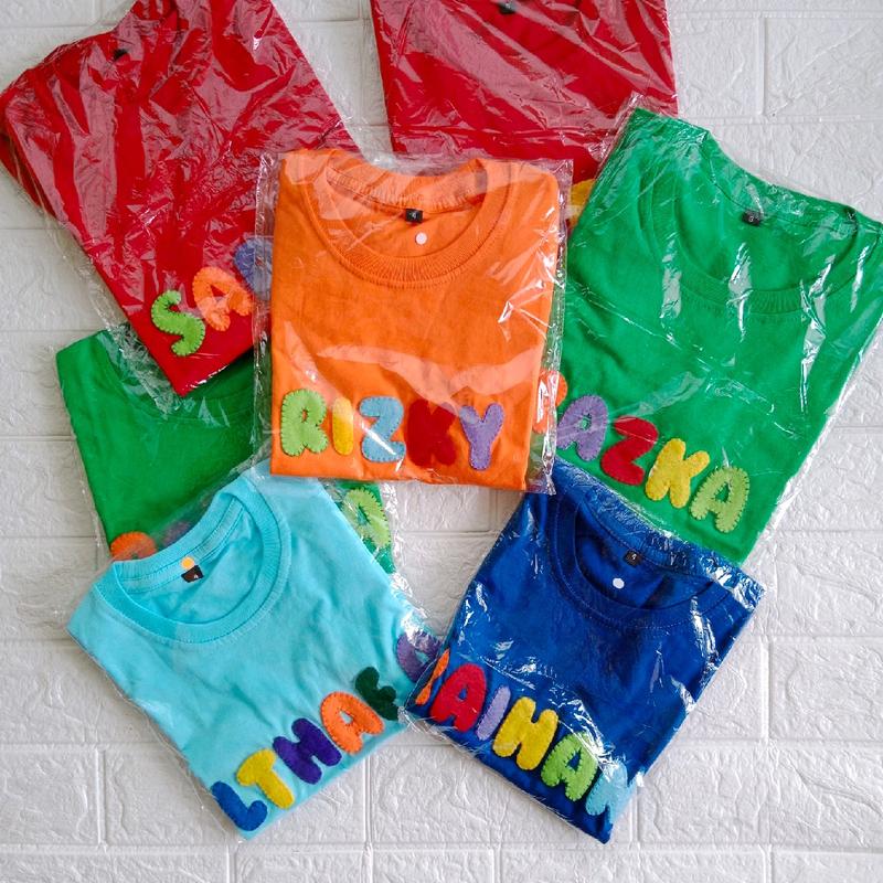 kaos nama anak bahan Katun kombad adem untuk anak laki-laki dan perempuan usia 0-13 tahun lengan pendek 8