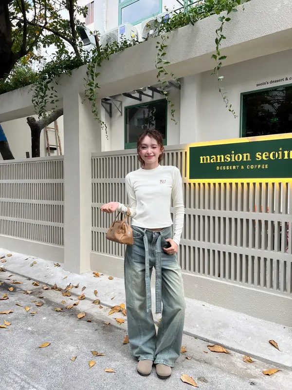 TAMI PANTS - Q19 Quần jeans nữ ống đứng phối thắt lưng Wepretty Clothes wide straight jeans 5