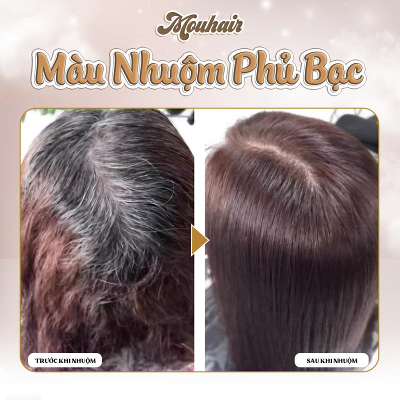 Thuốc nhuộm tóc phủ bạc màu Nâu Cafe Hạt Dẻ Sữa Nâu Carmel Kèm Oxy Trợ Nhuộm Bao Tay Mouhair dầu gội