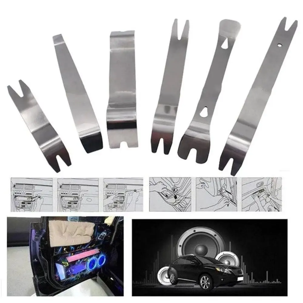 Phụ Kiện Xe Hơi, Dụng Cụ Tháo Gỡ, Dụng Cụ Tháo Gỡ Nội Thất, Dụng Cụ Cạy, Dụng Cụ Tháo Gỡ, Dụng Cụ Lắp Đặt, Bộ Dụng Cụ Kéo Trang Trí Xe Hơi, 6 Cái / bộ