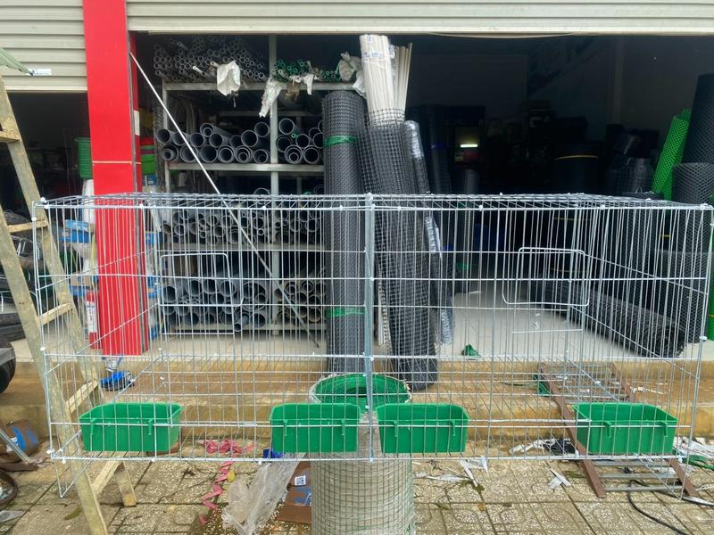 Lồng Đôi,Lồng Nuôi Gà Gà Mạ Kẽm Cao 50cm dài 100cm Rộng 50cm Mắt Ô 2cm Gồm 4 Cóng Ăn + Khay Phân quầng chuồng cho long sắt