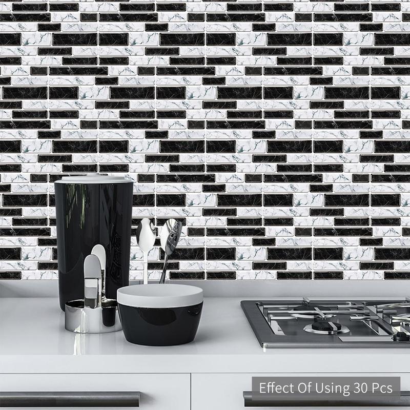 Marble Pattern Tile Sticker, 20pcs Self-adhesive Waterproof Removable Wall Sticker, Peel and Stick Wallpaper for Kitchen Bathroom Backsplash 3