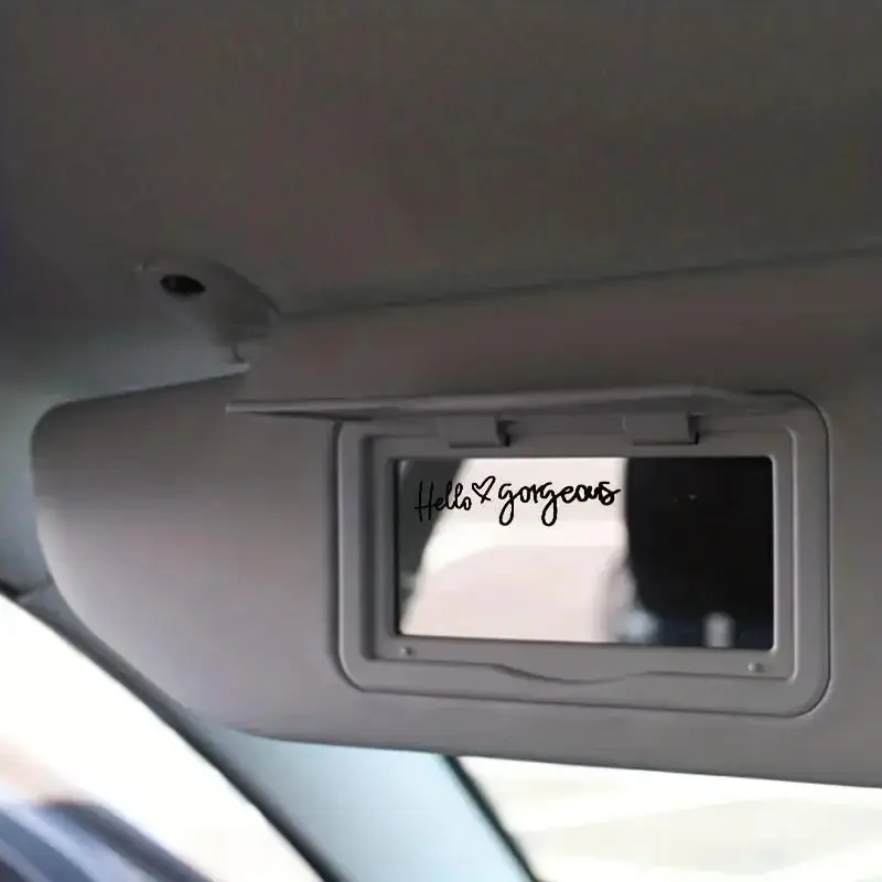Hello Gorgeous Letters Pattern Car Rearview Mirror Sticker, Car Rearview Mirror Decal, Car Interior Decoration Accessories for Women & Girls 3