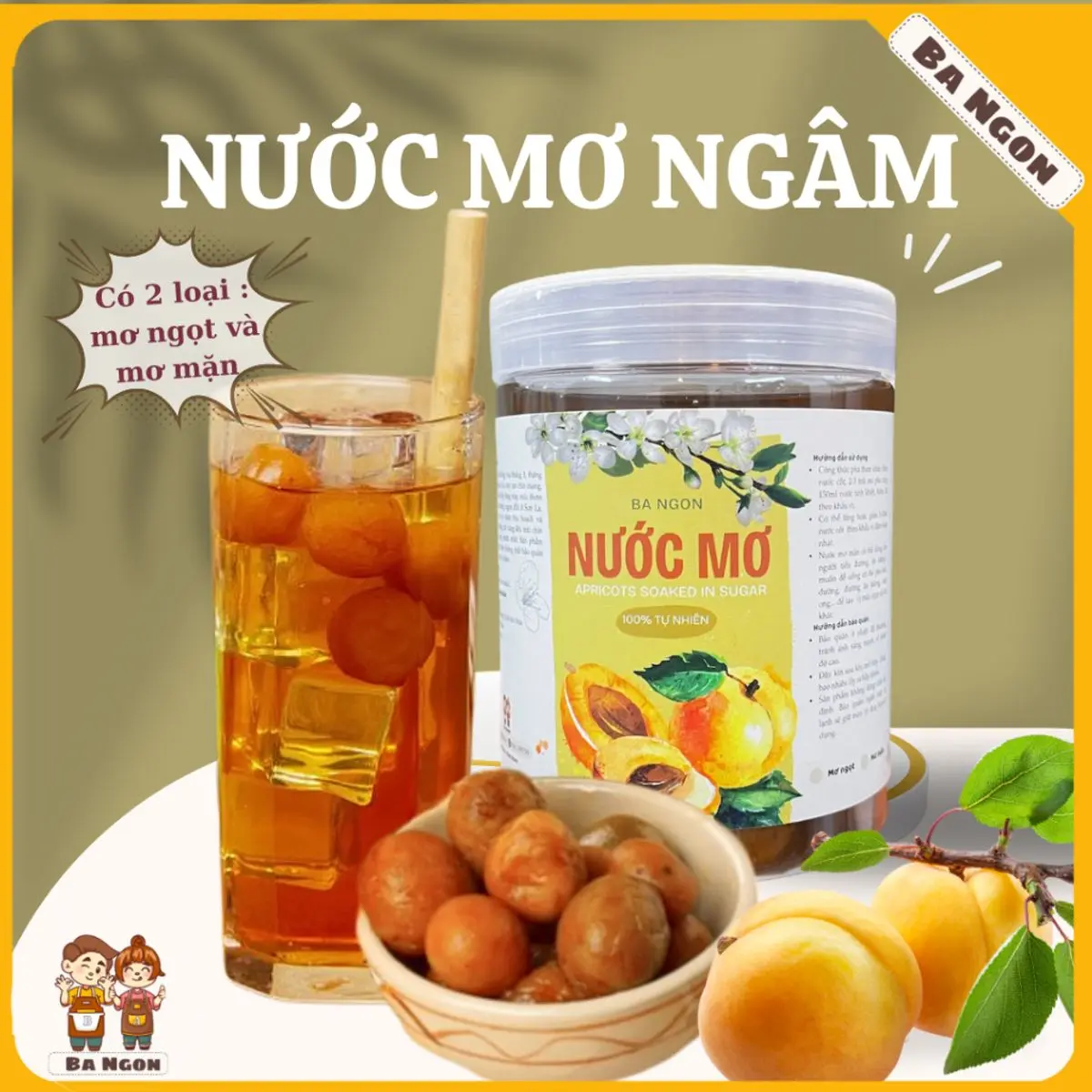 Nước mơ ngâm - Mơ ngâm giải khát có 2 loại mặn và ngọt