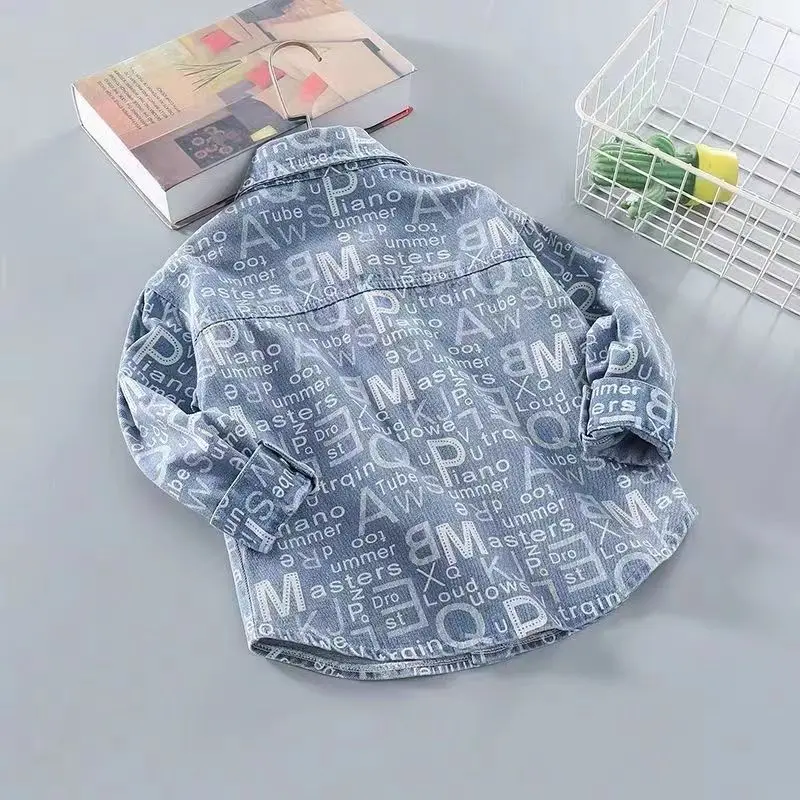 Áo Khoác Denim, Cho Bé Trai, Phong Cách Đẹp Trai, Thích Hợp Cho Mùa Xuân Và Mùa Thu, Cỡ Trung Bình Và Lớn, Áo Sơ Mi Trẻ Em, Dáng Rộng Vừa Vặn, Phong Cách Phương Tây, Thích Hợp Cho Bé Trai, Thời Trang Đi Chơi Mùa Xuân, Áo Trên 2