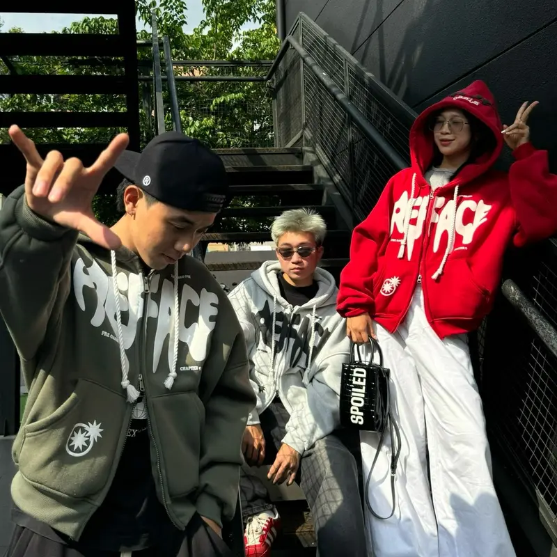 Áo Khoác In Nổi THREE STARS form Boxy, khoá kéo 2 đầu Unisex_SSSTore.Aesthetic 4