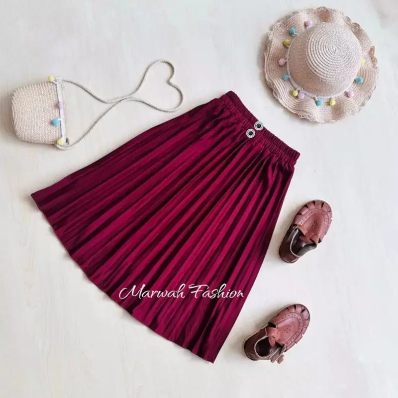 ROK PLISKET KANCING ANAK PEREMPUAN USIAH 4-14 TAHUN / ROK HAYGET PLISKET  / ROK MUSLIM ANAK / ROK MENGAJI / BAWAHAN ANAK SANTRI Fashion 7