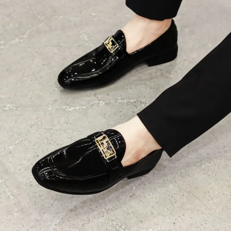 Giày Lười Da Nam Cao Cấp HOT TREND 2024 Chất liệu Da Bóng H.M, Phong cánh Hàn Quốc Shoes Đế Bằng Loafer  Cao Su 5