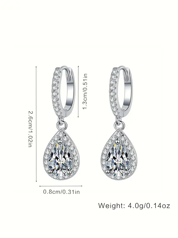 S925 Sterling Silver Synthetic Moissanite Decor Earrings, Fashion Jewelry for Party, Daily Clothing Decor, Trendy All-match & Exquisite Jewelry for Birthday Gift 1