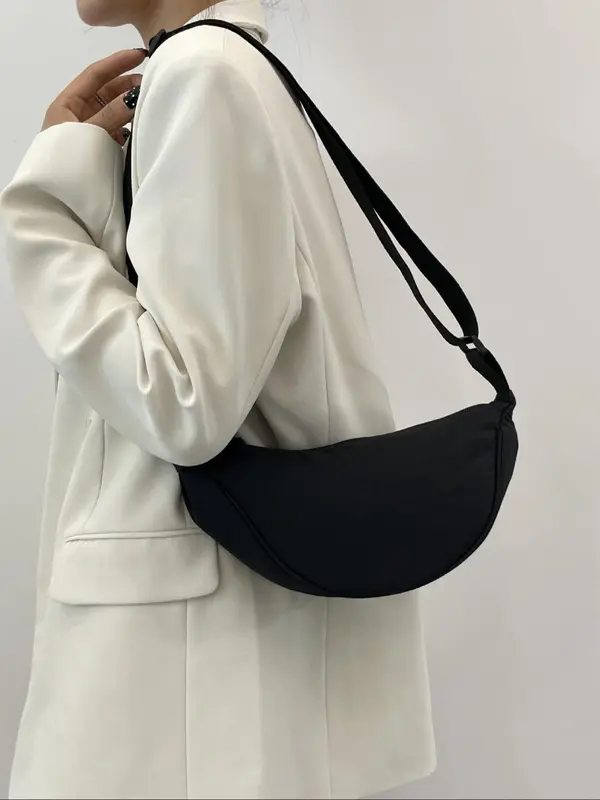 Women's Solid Color Hobo Bag, Fashionable Minimalist Shoulder Bag for Daily Used, Casual Trendy Versatile High-quality Daily Commuting Bag, Girl Shopping Bag 7