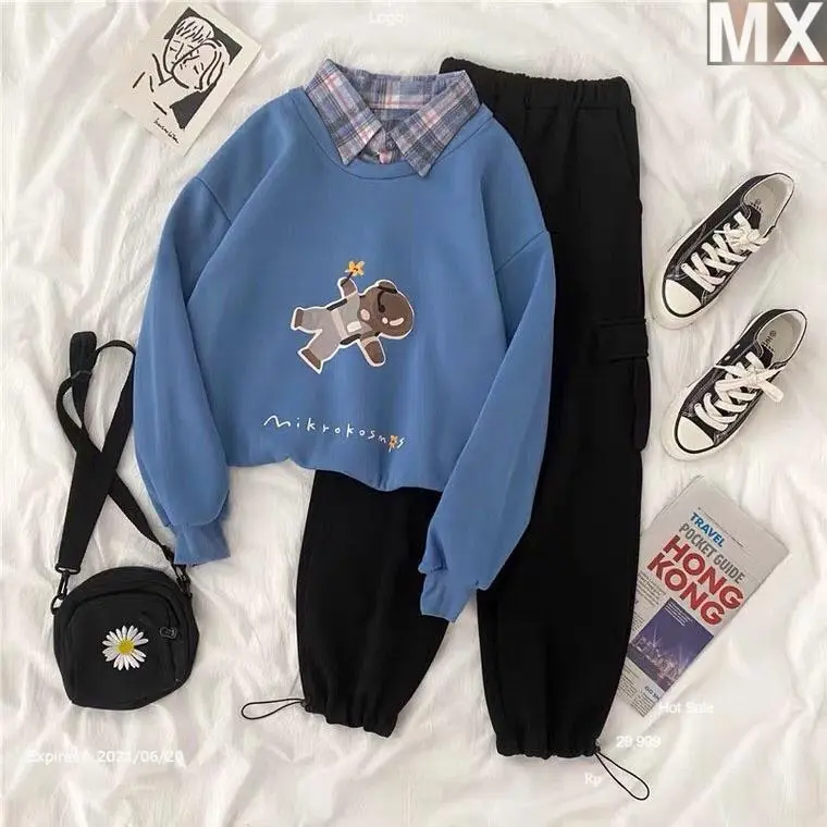 [FREESHIP] SET Áo áo nỉ Gấu phi hành gia  quần bom đen, Áo nỉ Unisex from rộng, thiết kế phong cách -  -Mei Xu shop
