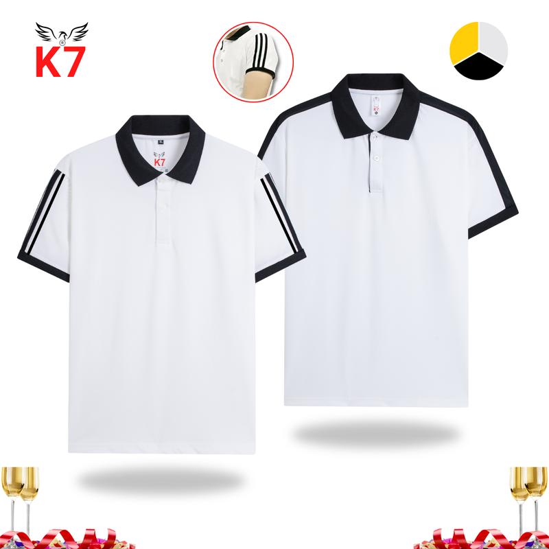 Áo Polo Nam Phối Tay K7 Trẻ Đẹp Vải Cá Sấu Cotton Cao Cấp Giãn Nhẹ Menswear Top Có Cổ Ngắn Tay Cộc Tay Shirt