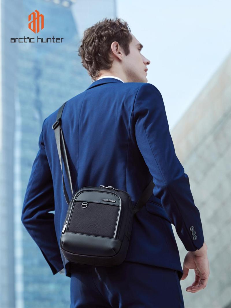 Product Introduction of Men's Business Solid Color Zipper Shoulder Bag, Fashionable Waterproof Crossbody Bag for Daily Life, Casual Trendy Versatile High-quality Daily Commuting Bag 5