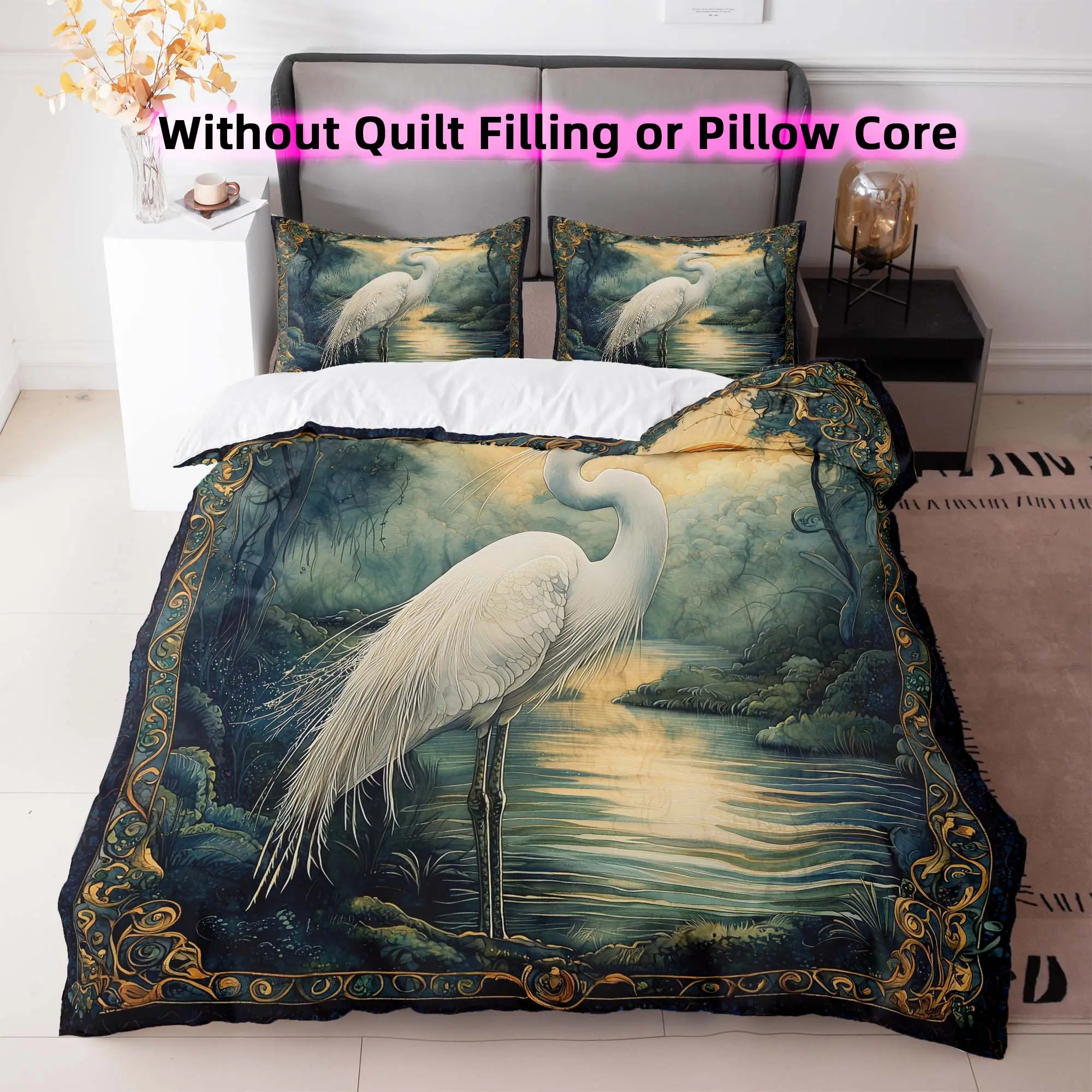 Bird & Cloud Pattern Bedding Set, 3 Counts/set Including Duvet Cover & Pillowcase without Filler, Soft Comfortable Bedding Set for Home Bedroom