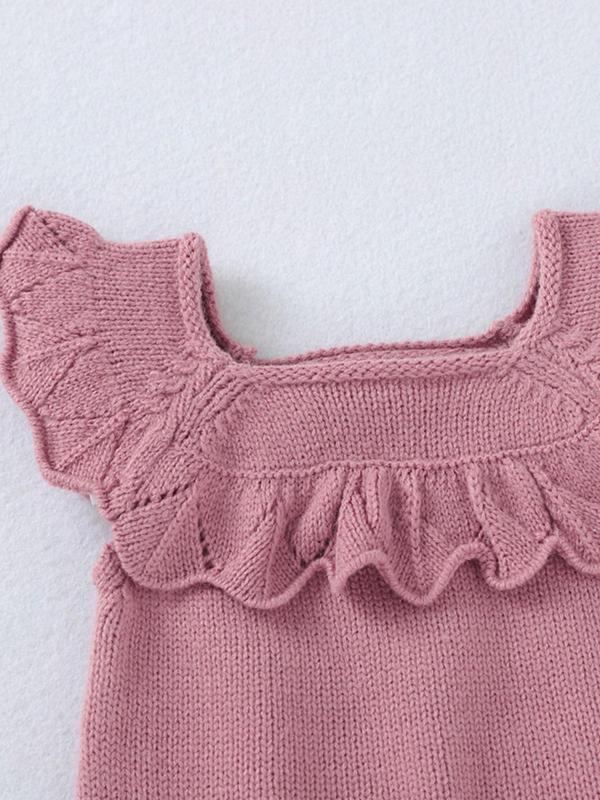 Toddler Girl's Solid Ruffle Trim Square Neck Bodysuit without Inner Top, Casual Sleeveless Button Closure Crotch Bodysuit for Summer, Toddler Girls Clothing for Daily Wear 2