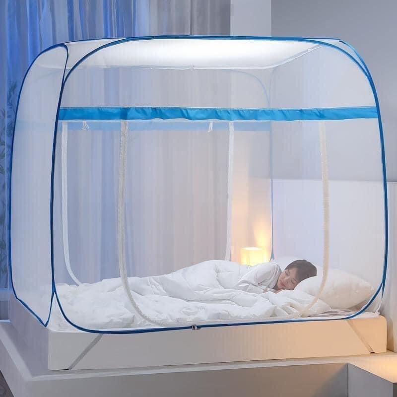 [Mã 05]Màn Chụp Tự Bung Đỉnh Vuông, 2 Khóa Sắt, Sang Chảnh, Cao Cấp  Đem Lại Giấc Ngủ Ngon phòng Chống Côn Trùng viền xám có thể xoay 4