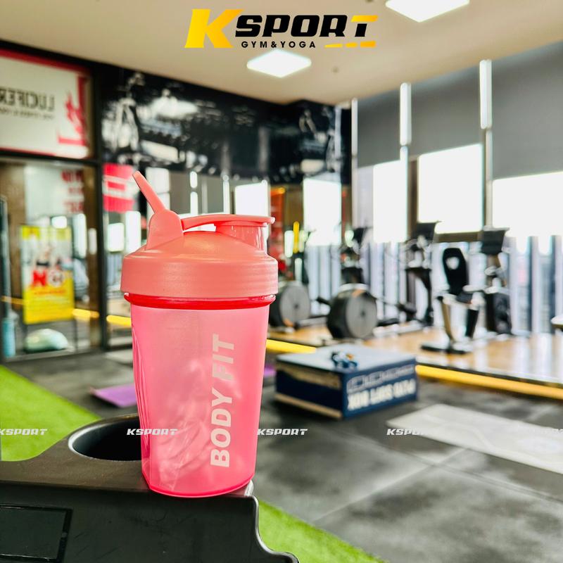 Bình Nước, Bình Lắc Whey Dung Tích 450ml Kèm Con Lắc Lò Xo, Bình Nước Thể Thao Chất Liệu PP5 Có Vạch Chia ml 8