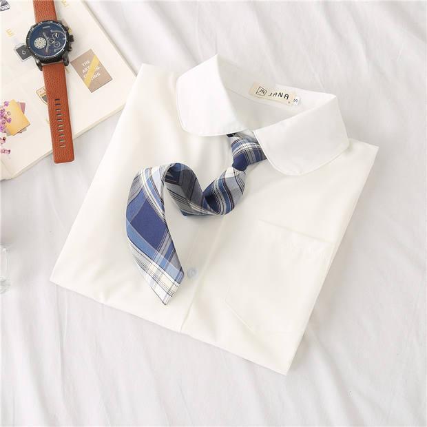 Product Introduction of Free Tie JK Uniform Shirt Women's Long-Sleeved Preppy Style Korean Spring and Autumn Medium and Small Children All-Matching Student White Shirt 9