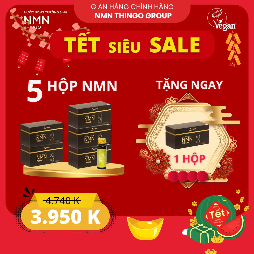 [SALE 30/4] Mua 5 tặng 1 - NMN Thingo - Nước Uống Đẹp Da, Tái Tạo Tế Bào, Trường Sinh Khỏe Mạnh