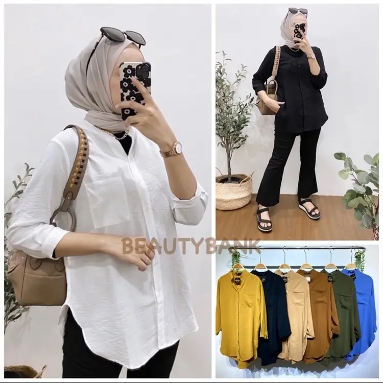 Kemeja Tunik Polos Cringkle Airflow Wanita