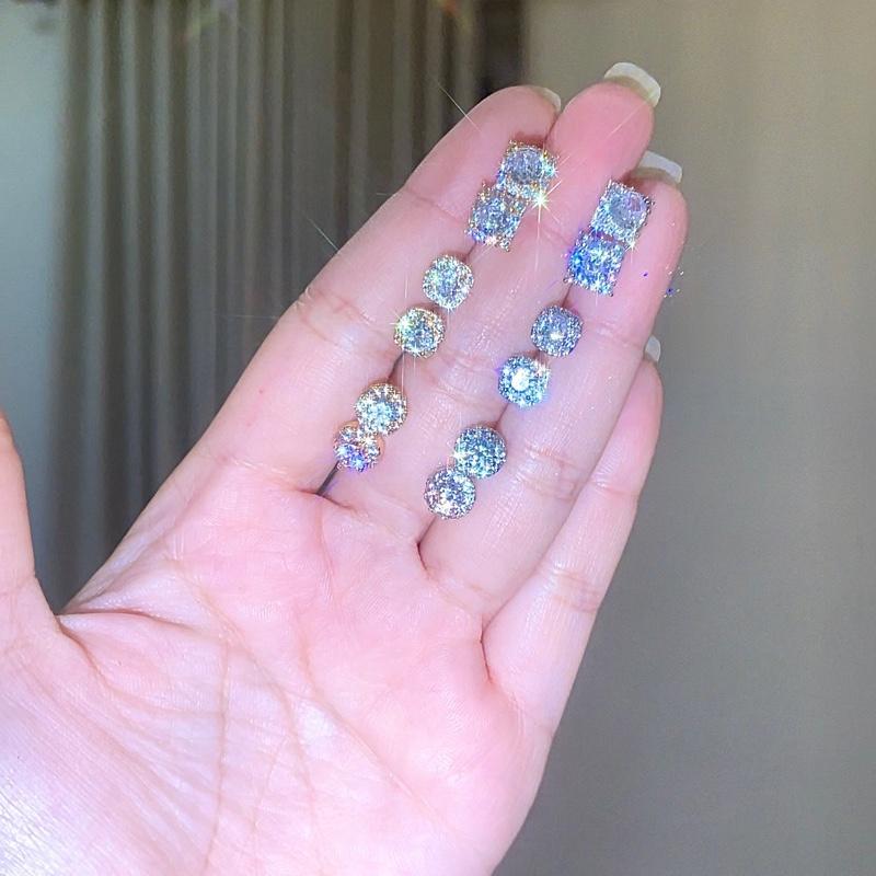 Combo 3 đôi khuyên tai titan vuông tròn 4m-5m nam nữ