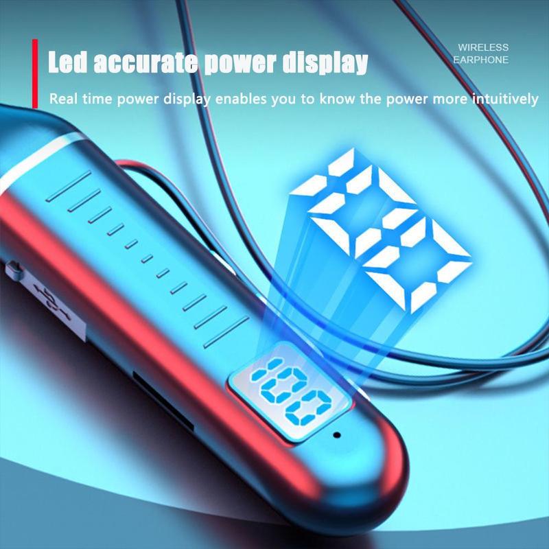Tai Nghe Tương Thích Bluetooth Không Dây, Màn Hình Kỹ Thuật Số LED, Thiết Kế Cổ Yếm Âm Thanh Nổi Khử Tiếng Ồn, Thích Hợp Cho Thể Thao, Tai Nghe 5