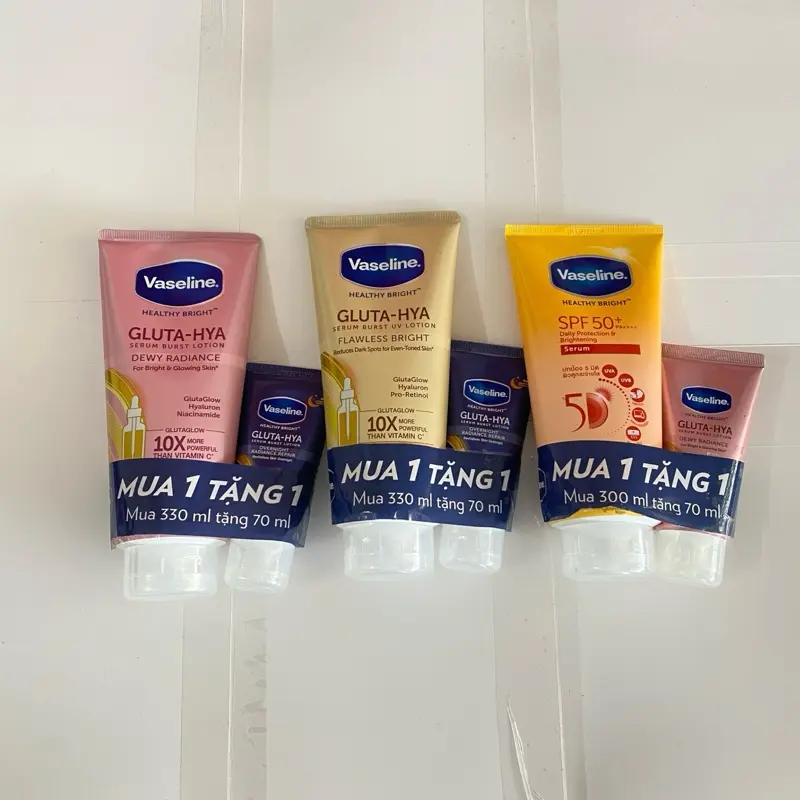 Sữa dưỡng thể hỗ trợ sáng da chuyên sâu #Vaseline #Healthy Gluta-Hya Dewy Radiance 330ml [kèm sữa dưỡng thể 70ml]
